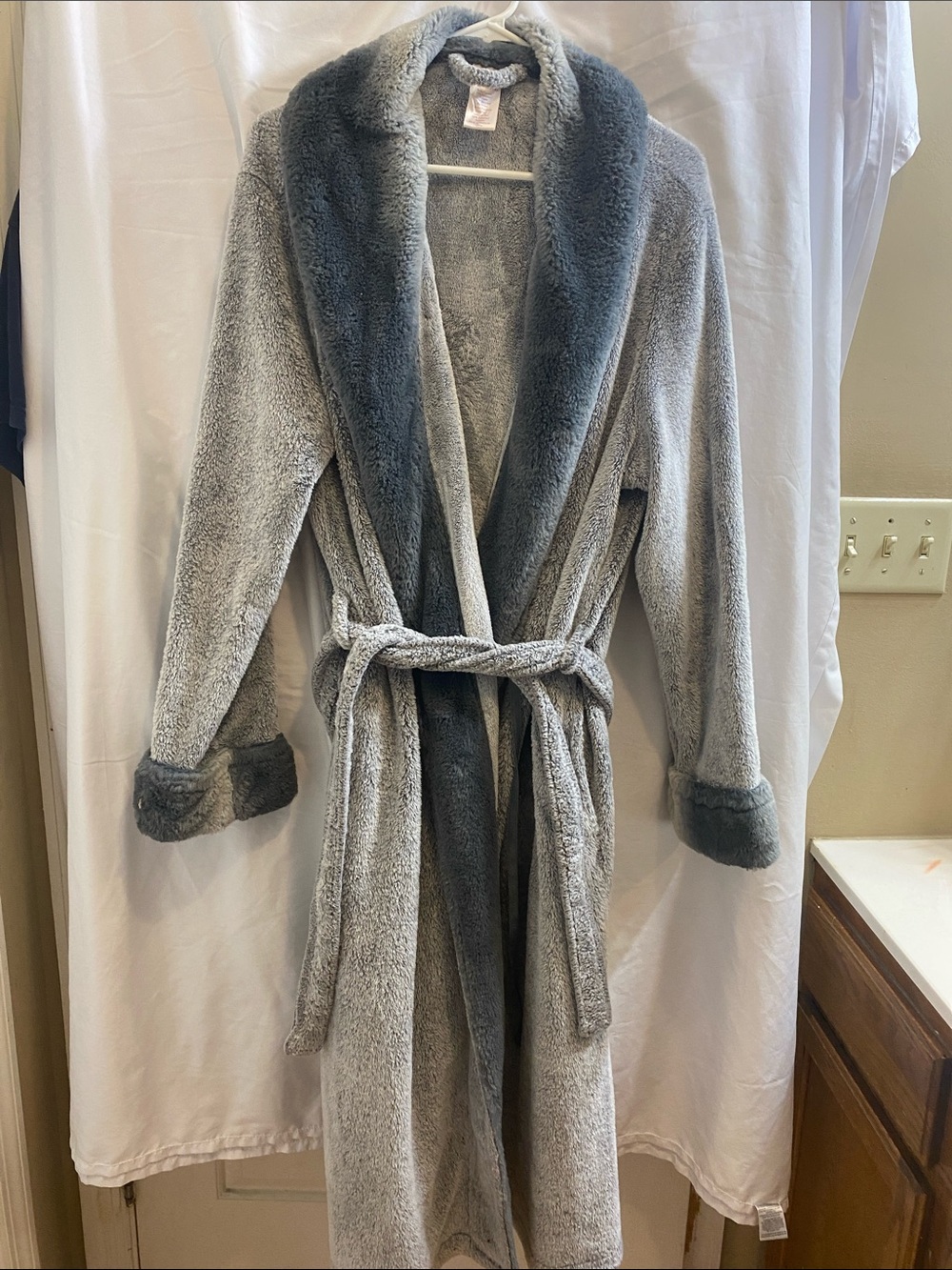Secret Treasures Soft Gray Plush Faux Fur Robe